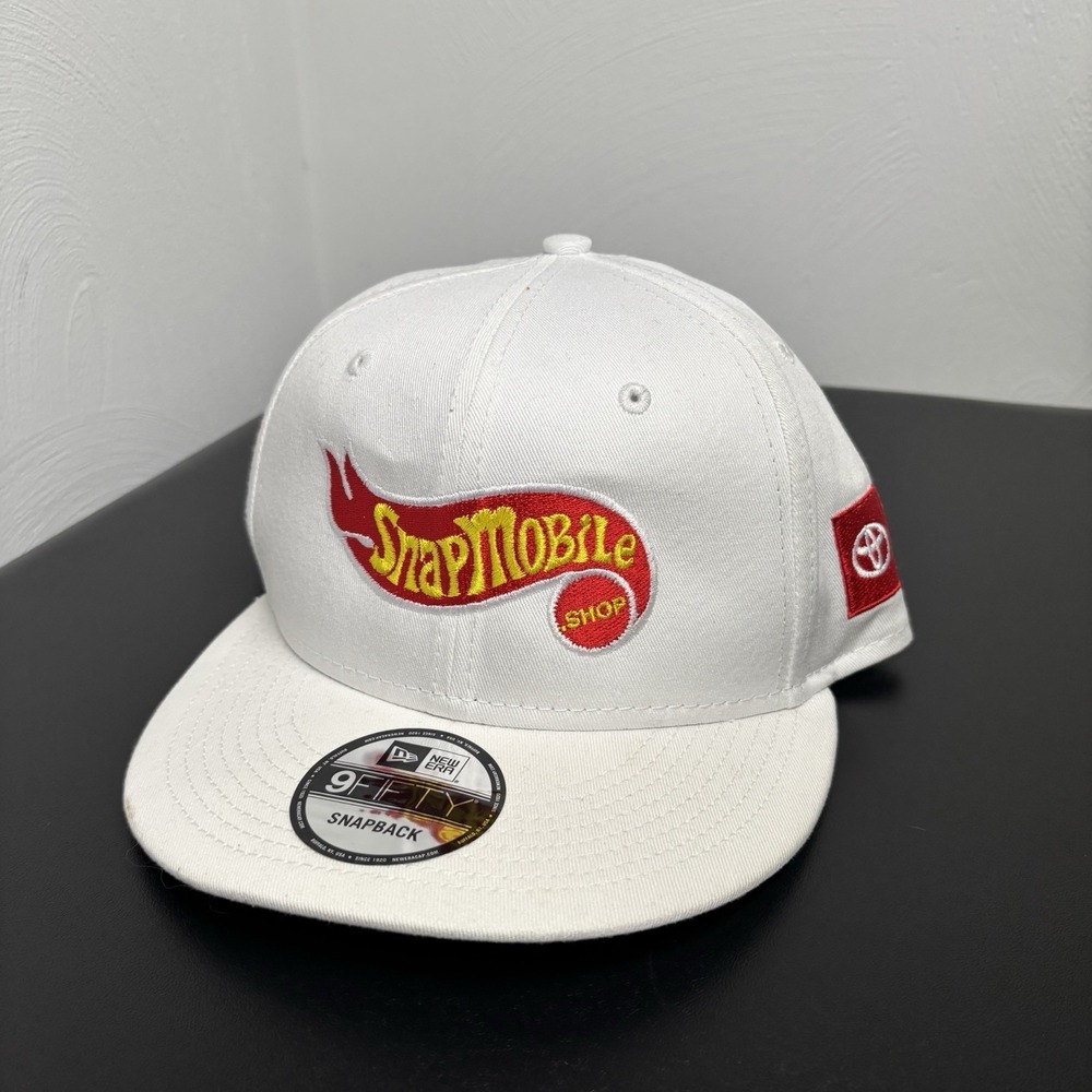 Hot Wheels Snap Mobile Snapback Hat Cap White Red New Era Adjustable